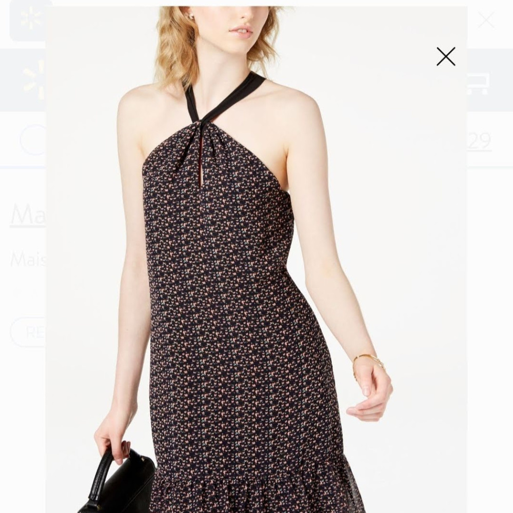 Maison Jules Womens Leaf Print A-Line Dress